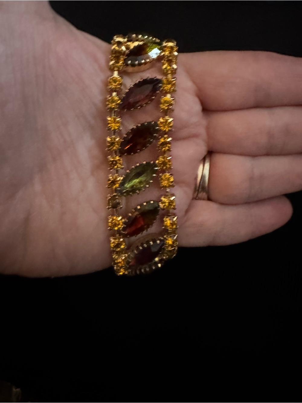 Vintage Topaz Navette Rhinestone Bracelet